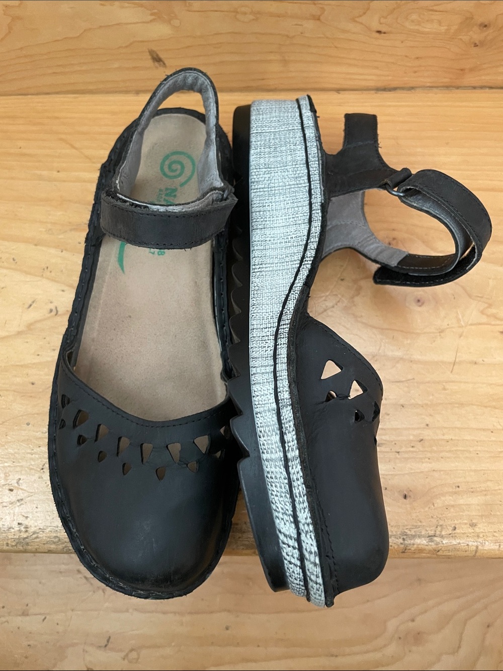 Naot | Arataki |Black | Leather |Mary
Jane | Cutout Sandals Clogs |Size 38/US 7